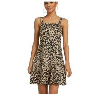 New York & Company Women’s Lined Blend Flare Leopard Print Dress Size M
